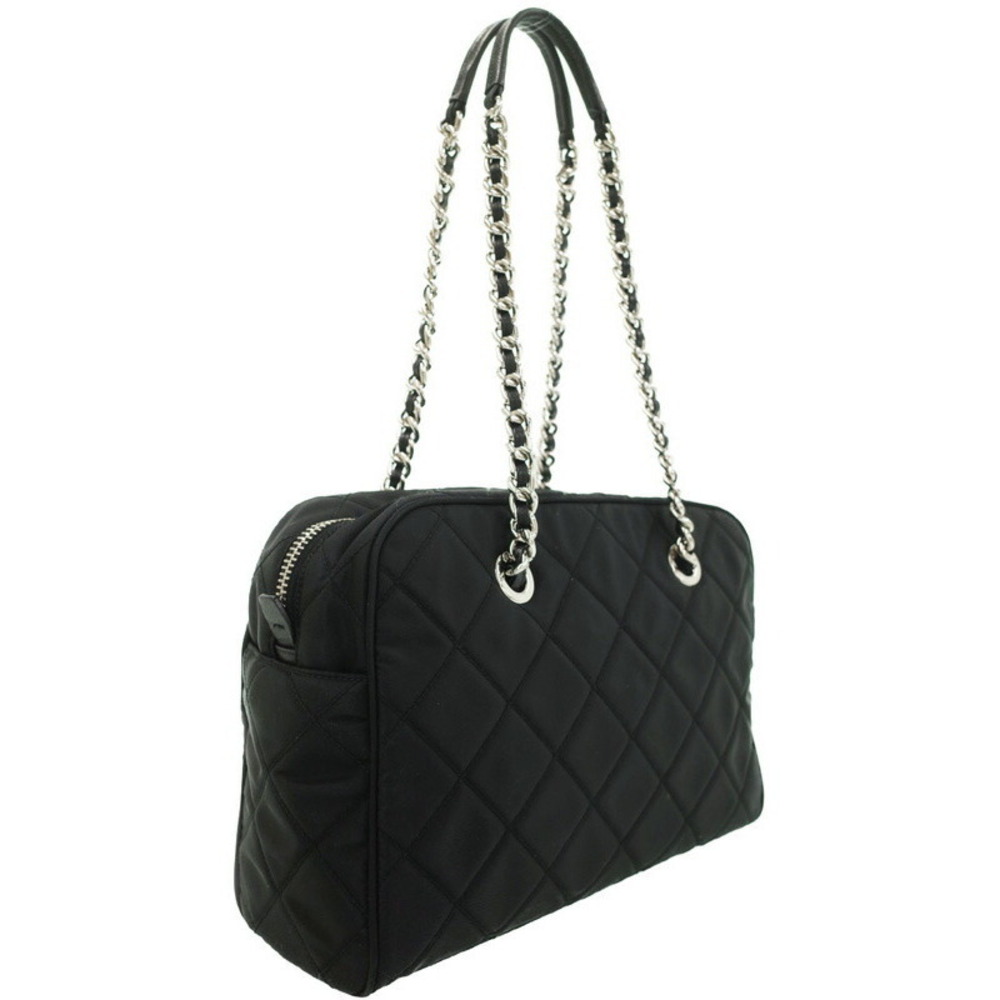 Prada black Quilted Shoulder Bag Chain Tessuto Nylon Impuntu